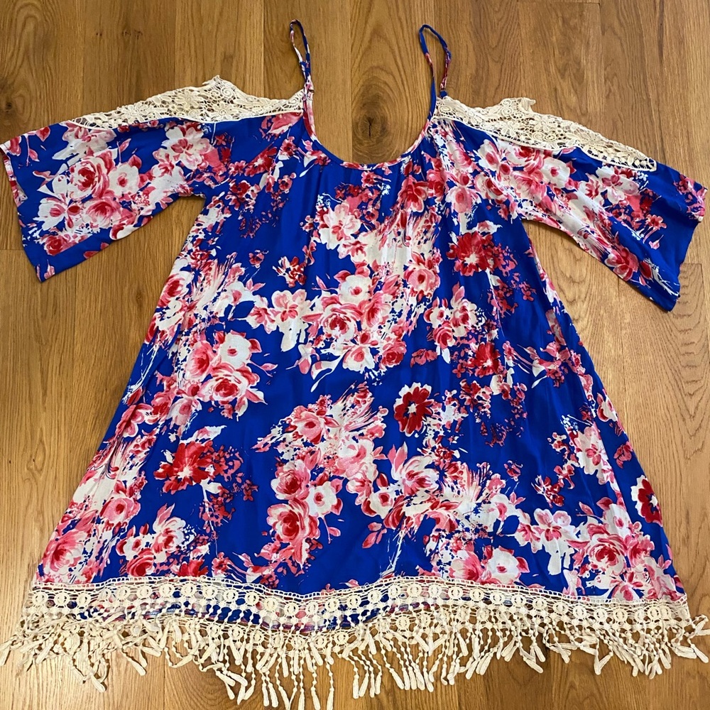 Pink Blush maternity off-shoulder floral dress